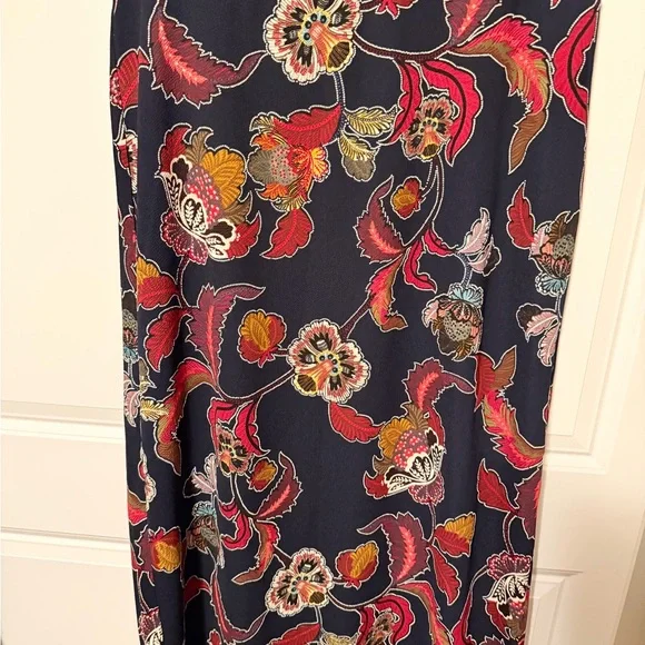 Cato Navy Maxi Skirt with Red and Gold Floral Print - Picture 1 of 7